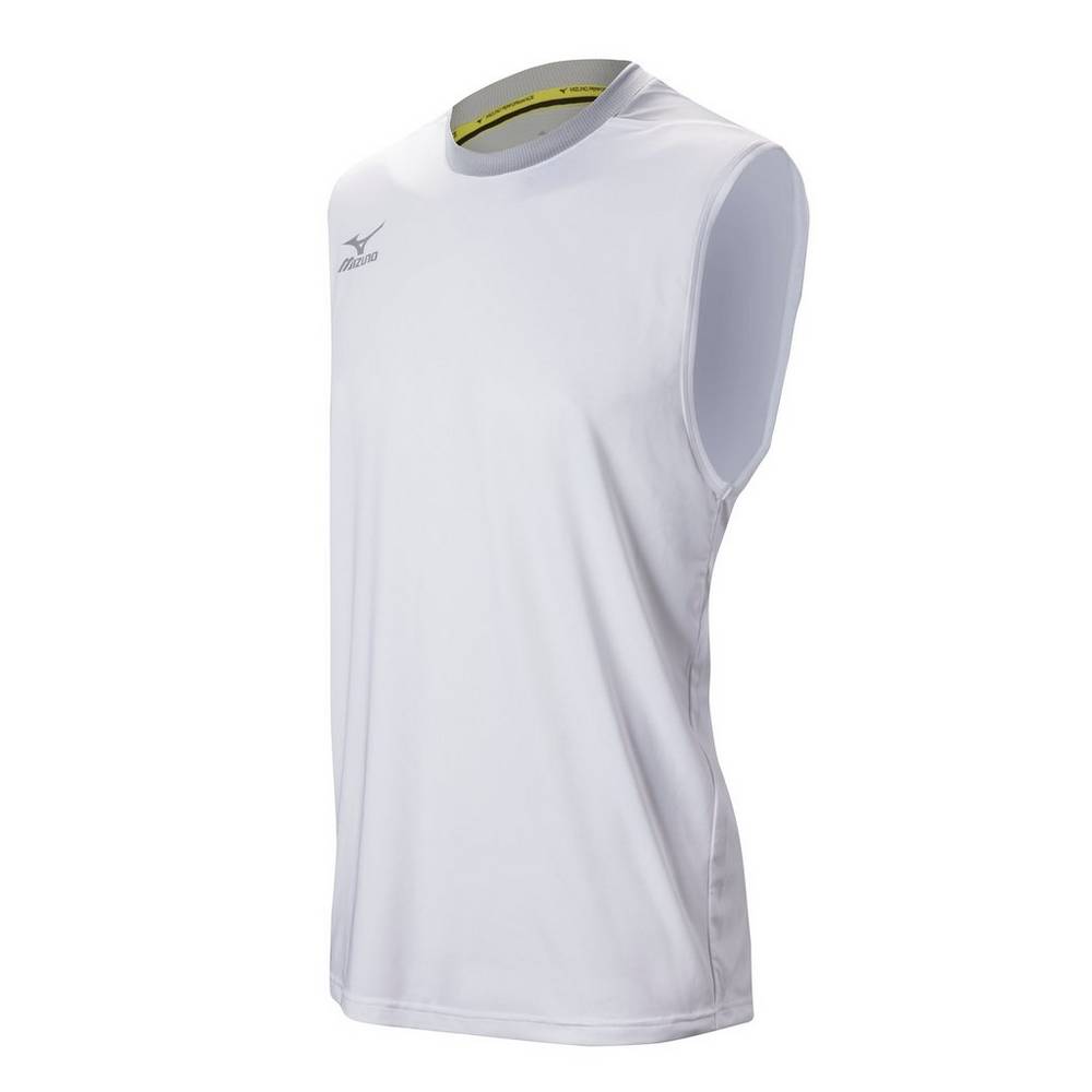 Maglia Mizuno Cutoff Uomo - Bianche/Argento - 79024-TJWO